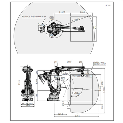 Lugar de la selección del alcance de la carga útil 3255m m del brazo 180KG del robot de Kawasaki Robot CP180 6 AXIS con el agarrador