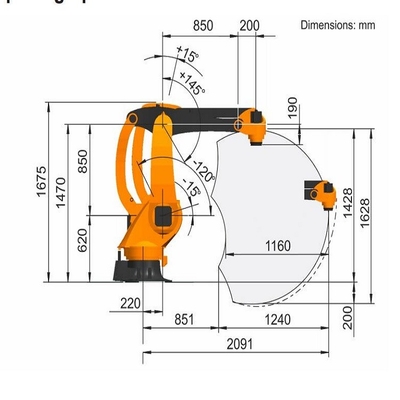 Hachas del PA 4 del KR 40 que empalietan la carga útil 40KG del brazo del robot de Kuka con el carril del robot de GBS