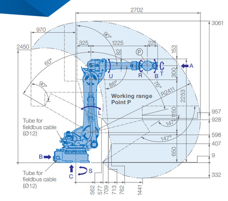 Carga útil de dirección potente 6 industriales AXIS GP180 del brazo 180kg del robot de Yaskawa alta