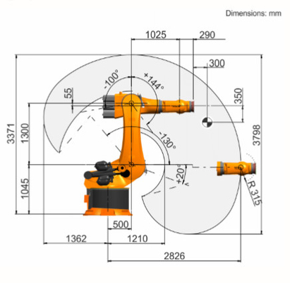 Robot universal R2830 del KR 360 con el brazo del robot industrial del arma KUKA de la soldadura por puntos