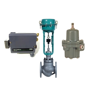 Válvula de control neumática de flujo con el regulador del filtro 67CFR y el posicionador de la válvula de Fisher 3661