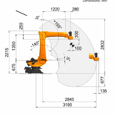KUKA KR 180 R3200 PA Carga útil de 180 kg con GNGBS Robot Gripper para fábricas como robot de paletización