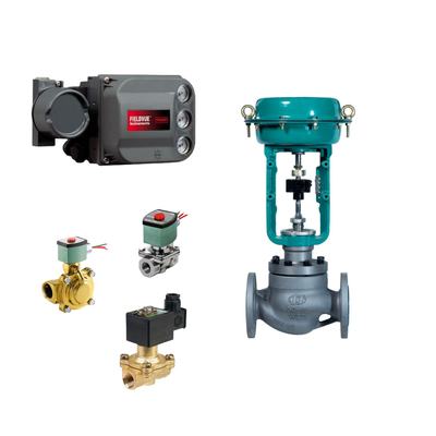 Cambio rápido de válvula de control de asiento único con posicionador de válvula Fisher DVC6200 y válvula de solenoide de dos vías EMERSON ASCO210