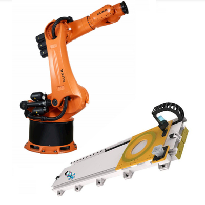 KUKA KR 240 R3330 Robot de paletización con rieles de guía lineal CNGBS como carga útil automática de la máquina 240kg Brazo robótico