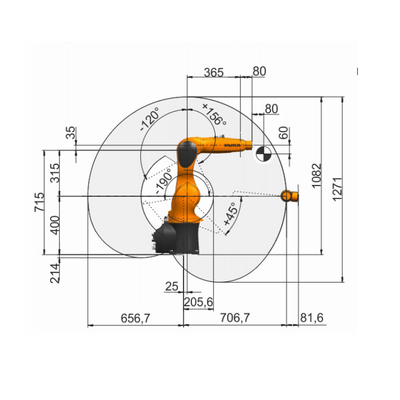 Kuka brazo robótico industrial 6 eje KR 6 R700 con agarre robótico CNGBS para robot de manipulación automática
