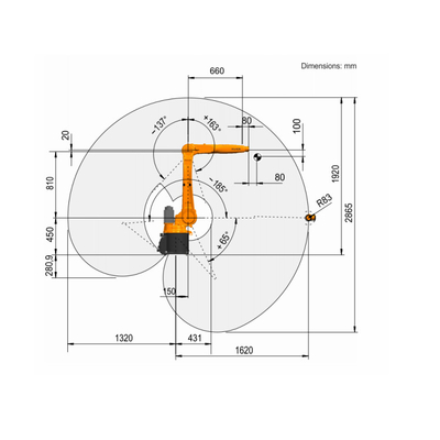 Kuka Robótica Industrial 6 Ejes KR 8 R1620 Con CNGBS Robot Guía Rail para la automatización de la manipulación