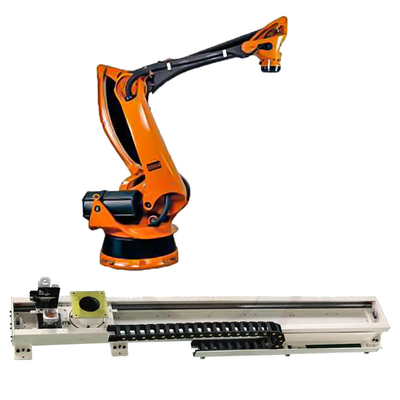 Brazo robótico de paletización 5 Ejes Kuka KR 180 PA con tren guía de robot CNGBS para el robot de paletización