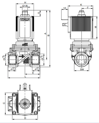 2/2 Válvula de solenoide de latón de Burkert 6281 con 24DVC resistente a altas temperaturas 2/2-Way Diafragma