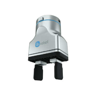 Un robot de 2 dedos con agarre con UR 5E robot colaborativo para manejo de materiales