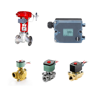 Válvulas de control neumático con posicionador electropneumático Samson 3725 y válvulas solenoides ASCO
