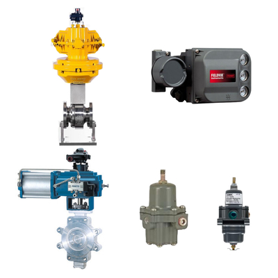 Válvula de control con posicionador Fisher DVC6200 y regulador de filtro Fisher 67CFR