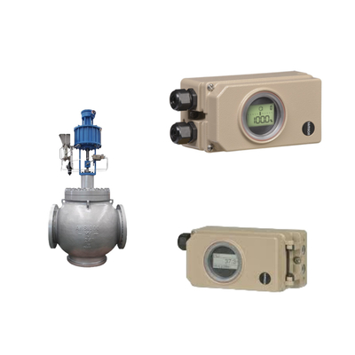 Válvula de control de tubería corrugada con posicionador electropneumático Samson 3730-3 y regulador de filtros Fisher 67CFR