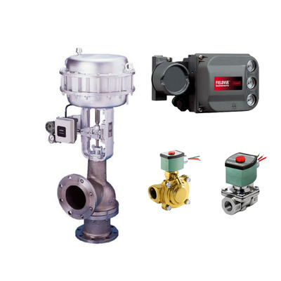 Cambio rápido de válvula de control de asiento único con posicionador de válvula Fisher DVC6200 y válvula de solenoide de dos vías EMERSON ASCO210