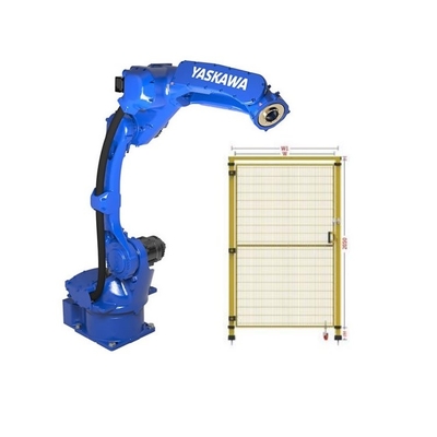 Brazo robótico de 6 ejes Yaskawa GP12 con cerca de seguridad CNGBS para manejo automatizado como robot universal