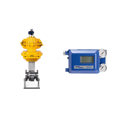 Válvula neumática con Spirax Sarco posicionador de válvula inteligente SP500 y interruptor de límite EMERSON