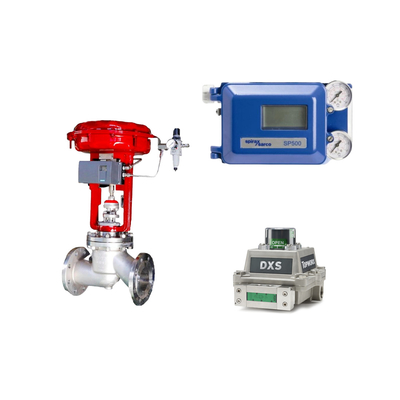 Válvula neumática con Spirax Sarco posicionador de válvula inteligente SP500 y interruptor de límite EMERSON