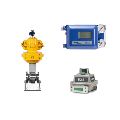 Válvula neumática con Spirax Sarco posicionador de válvula inteligente SP500 y interruptor de límite EMERSON