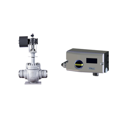Válvula neumática con el posicionador de válvula inteligente Spirax Sarco SP7-10-11 y el regulador de filtros Fisher 67CFR