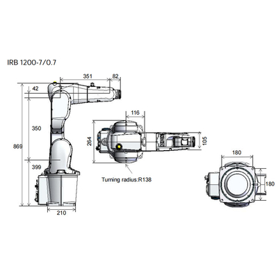 Robot ABB IRB1200 Robot industrial automático con carga útil de 7 kg de 6 ejes Brazo robótico para manejo