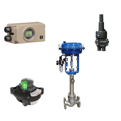 Válvula de control neumático con posicionador Samson 3730-3 y Fisher 377 Válvulas de detección de presión y límite de velocidad