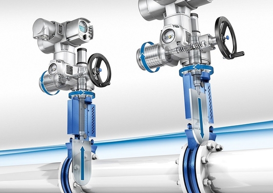 Válvula de puerta de cuchillo china con Auma SA SAR Actuador eléctrico de válvula para la industria del aceite de agua