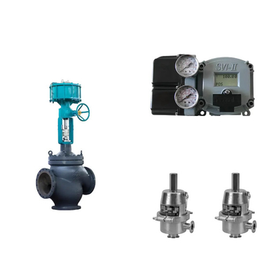 Válvula de control de acero inoxidable utiliza Masoneilan SVI2-21123121 posicionador de válvula y Fisher SR5 regulador sanitario