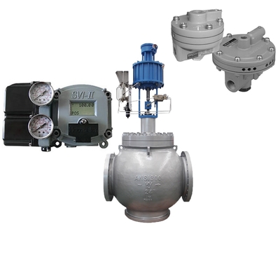 La válvula de control de acero al carbono utiliza Masoneilan SVI2-21123111 posicionador de válvula y Fisher846 convertidores eléctricos