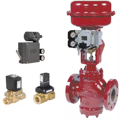 Válvula de control neumático con Fish-Er 3582I y regulador Masoneilan y Burkert válvula de solenoide para válvula de bola en stock