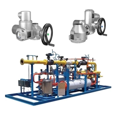 El skid de control de presión/flujo está equipado con actuador eléctrico SAR 07.2/SAR 16.2 Auma y unidad de control AC/AM
