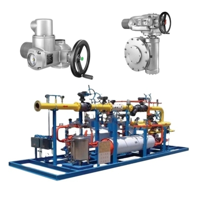 El skid de control de presión/flujo está equipado con actuador eléctrico SAR 07.2/SAR 16.2 Auma y unidad de control AC/AM