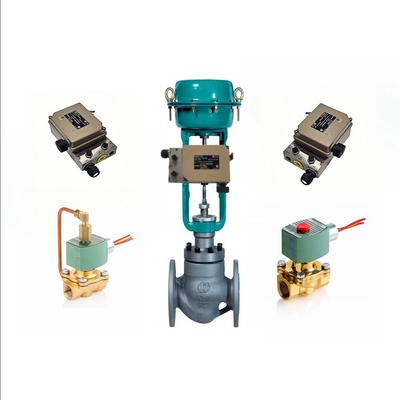 Las válvulas de solenoide Asco y el posicionador de Samson 4763 para la válvula de control de flujo Samson