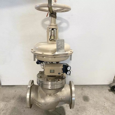 Samson 3241 válvula de control de globo de la clasificación de la clase de presión ANSI 300 y acero inoxidable para válvula con válvula solenoide ASCO