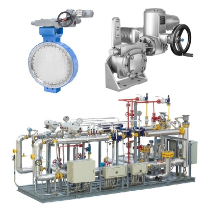Control de presión / flujo skid Samson LTR 43 Las válvulas de mariposa y los actuadores eléctricos Auma y las cajas de dientes