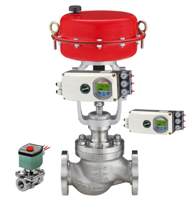 Válvula neumática con ABB EDP300 TZIDC-100 TZIDC-200 posicionador inteligente con ASCO válvula de solenoide para la válvula de control de bolas