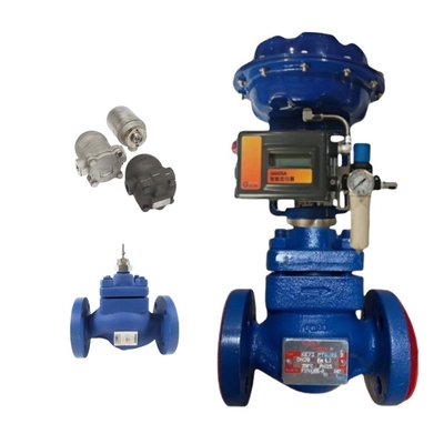 Válvula de control de Spirax Sarco KE73 con posicionador Fisher DVC2000 y trampa de vapor con brida FT14/FT44/FTS14-10/TD32F DN40