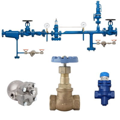 Válvulas de control neumáticas bithermo y válvula de cierre Spriaxsarco HV3 y purgador de vapor de flotador FT14