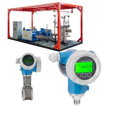 Deslizamiento de la válvula de control de flujo con el medidor de flujo de vórtice Endress+Hauser Proline Prowirl F 200 y el transmisor de presión digital Cerabar PMC71