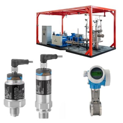 Conjunto de válvulas de gas natural con medidor de caudal de vórtice Endress+Hauser Proline Prowirl D 200 y sensor de transmisor de presión Cerabar PMC21