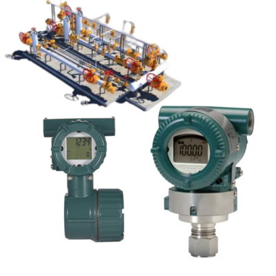Sistema de deslizamiento con interruptor de válvula, equipado con medidores de caudal de vórtice de la serie Yokogawa VY y transmisores de presión Eja210e, Eja430e, Eja438e y Eja530e