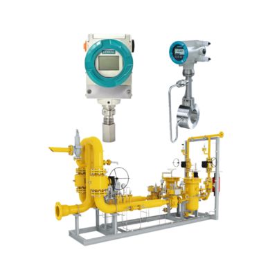 Transmisor de presión Siemens SITRANS P320 7MF0300, caudalímetro vortex SITRANS FX330 y colector de válvula de control de flujo