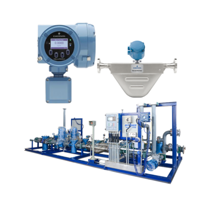 Deslizamiento de válvula de gas natural equipado con un caudalímetro Micro Motion F100A Coriolis y un transmisor 5700 instalado en el campo.