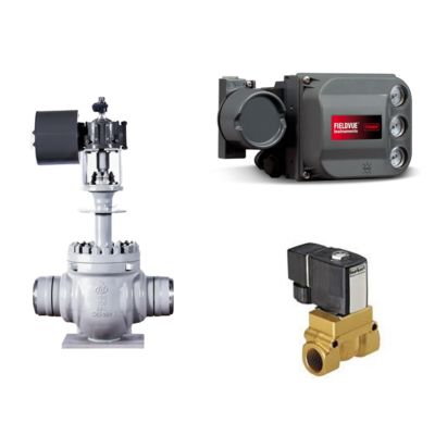 El control de la válvula neumática de Fisher DVC6200, el posicionador inteligente de la válvula y la válvula de solenoide de Buerkert tipo 5404