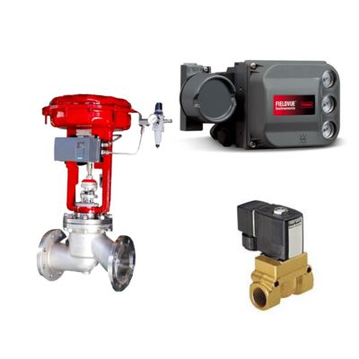 El control de la válvula neumática de Fisher DVC6200, el posicionador inteligente de la válvula y la válvula de solenoide de Buerkert tipo 5404