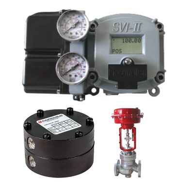 Posicionador de válvula Masoneilan SVI2/SVI2 AP SVI2AP-21113111 de acción simple, comunicación HART + Relé selector de baja presión Fairchild Modelo 90, stock original disponible.