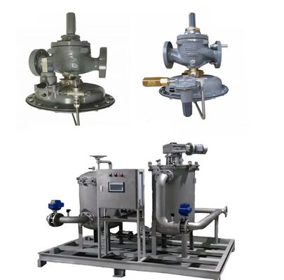 Válvula reductora de presión de gas EMERSON Fisher 1098EGR Tipo Brida y Regulador 63EG-98HM para control de flujo de gas natural en skid de gas