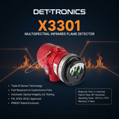 DET-TRONICS X3301 Detector de llamas infrarrojos de espectro múltiple Detector de llamas infrarrojas Detector de incendios Sensor de detección de gas de aceite Seguridad