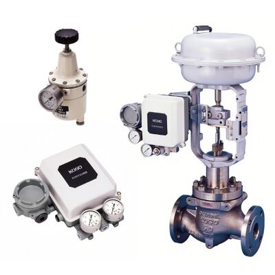 Válvula de control guiada por manguito KOSO 510D con posicionador EP800 y regulador de filtro PRF300 para tuberías industriales de gas y petróleo
