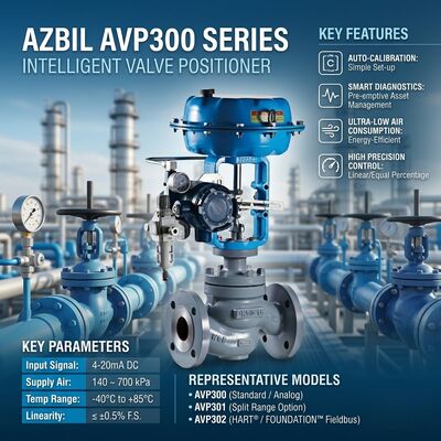 Posicionador de válvula digital Azbil AVP307 con comunicación HART Entrada de CC de 4-20 mA y carcasa IP65