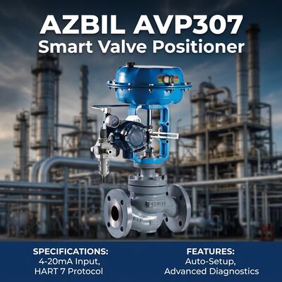 Azbil AVP300 Posicionador inteligente de válvulas con comunicación HART6 4-20 mA señal de entrada de corriente continua y precisión ± 1,0% F.S. para válvulas de control neumáticas
