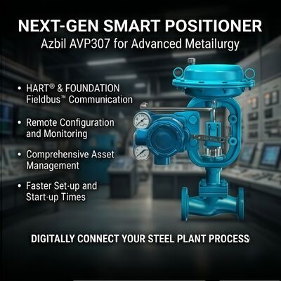 Azbil AVP307 Posicionador de válvula neumática digital HART con entrada de corriente continua de 4 a 20 mA y precisión F.S. de ±1,0%